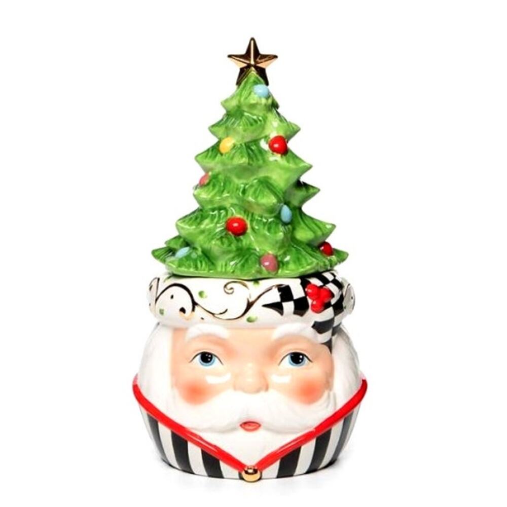 NEW Mackenzie-Childs Tree Top Santa Cookie Jar 14in Christmas Holiday